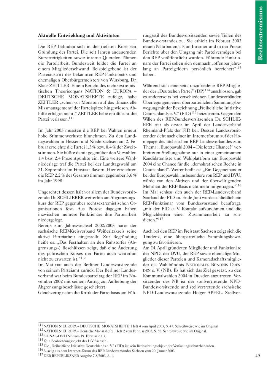 Seite 50 des Verfassungsschutzbericht 2003 Sachsen