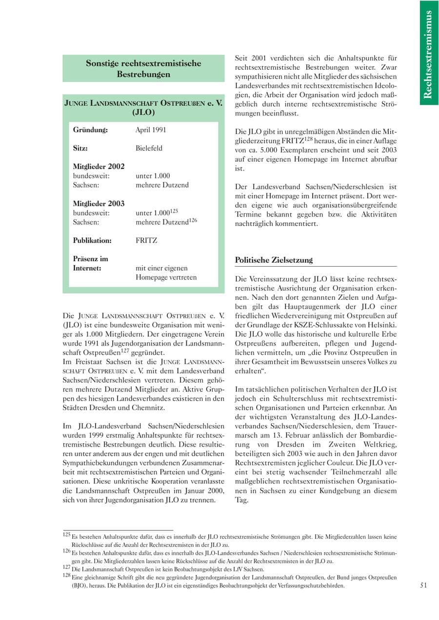 Seite 52 des Verfassungsschutzbericht 2003 Sachsen
