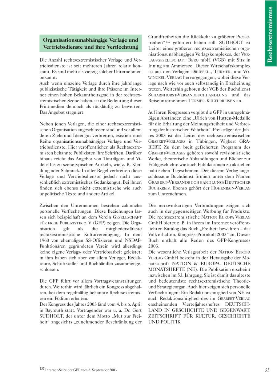 Seite 56 des Verfassungsschutzbericht 2003 Sachsen
