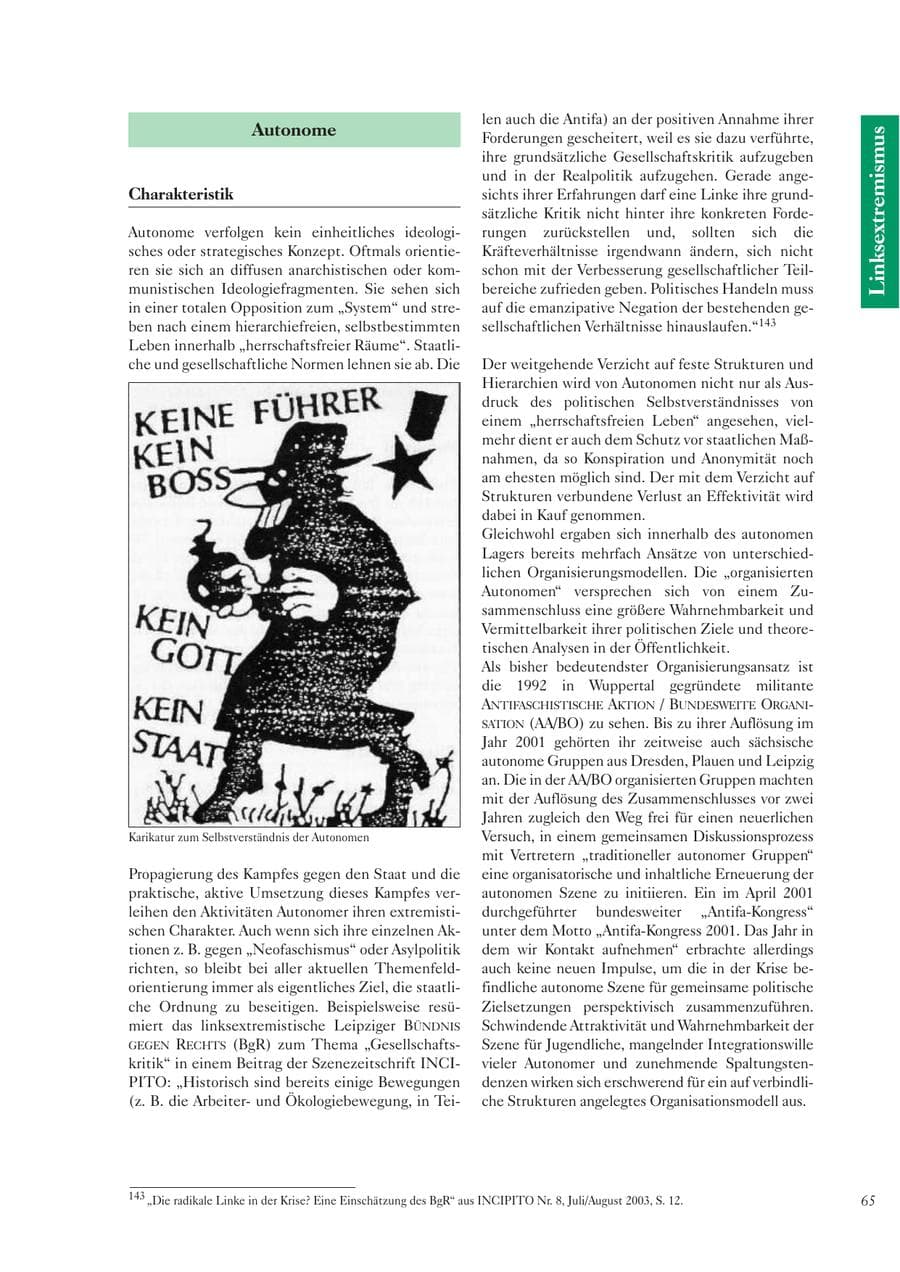 Seite 66 des Verfassungsschutzbericht 2003 Sachsen