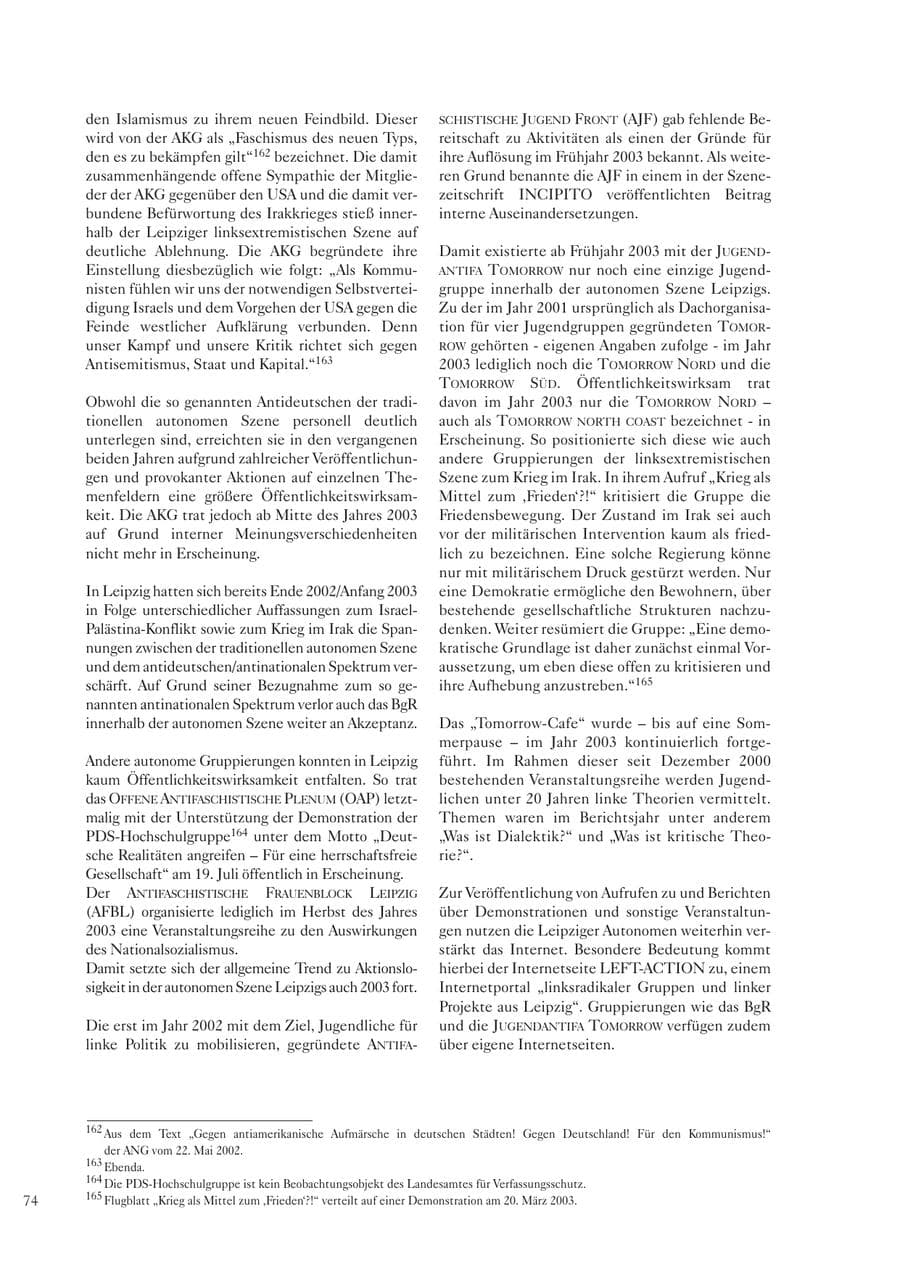 Seite 75 des Verfassungsschutzbericht 2003 Sachsen