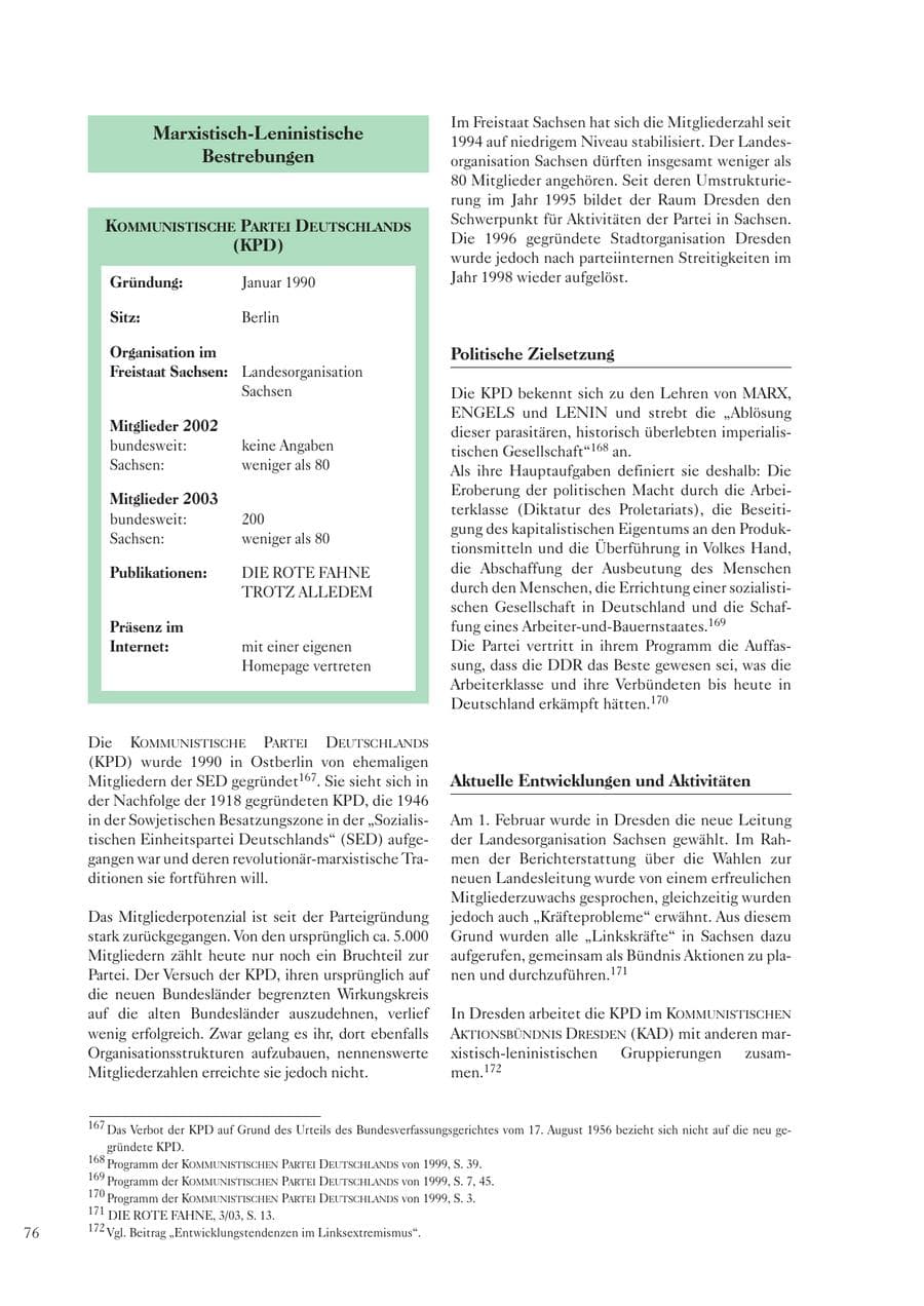 Seite 77 des Verfassungsschutzbericht 2003 Sachsen