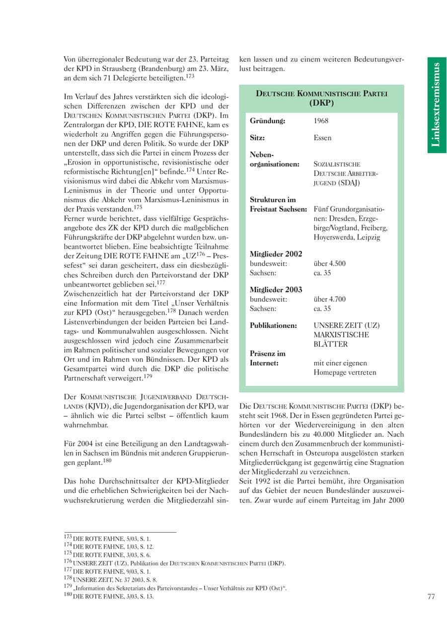Seite 78 des Verfassungsschutzbericht 2003 Sachsen
