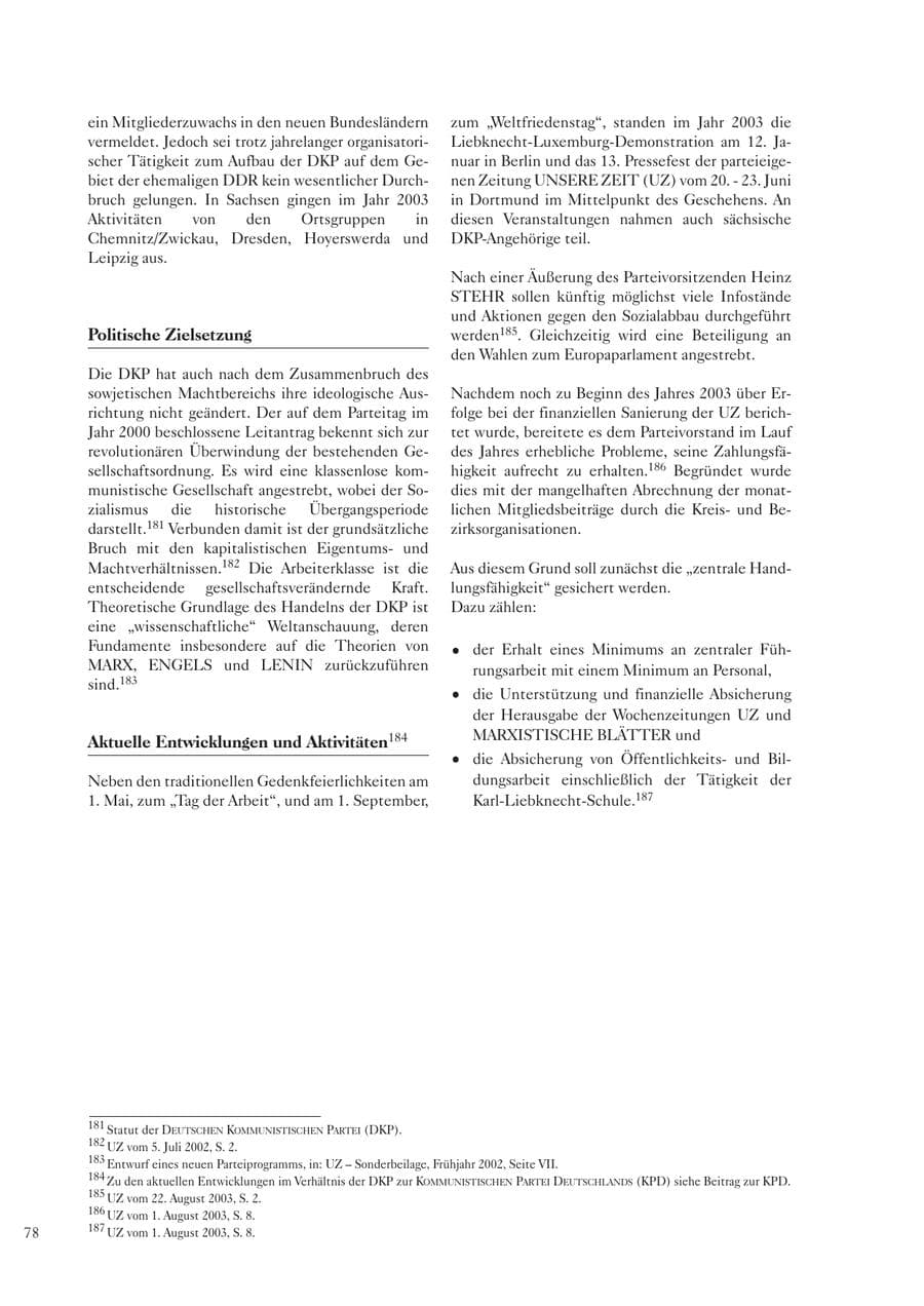 Seite 79 des Verfassungsschutzbericht 2003 Sachsen