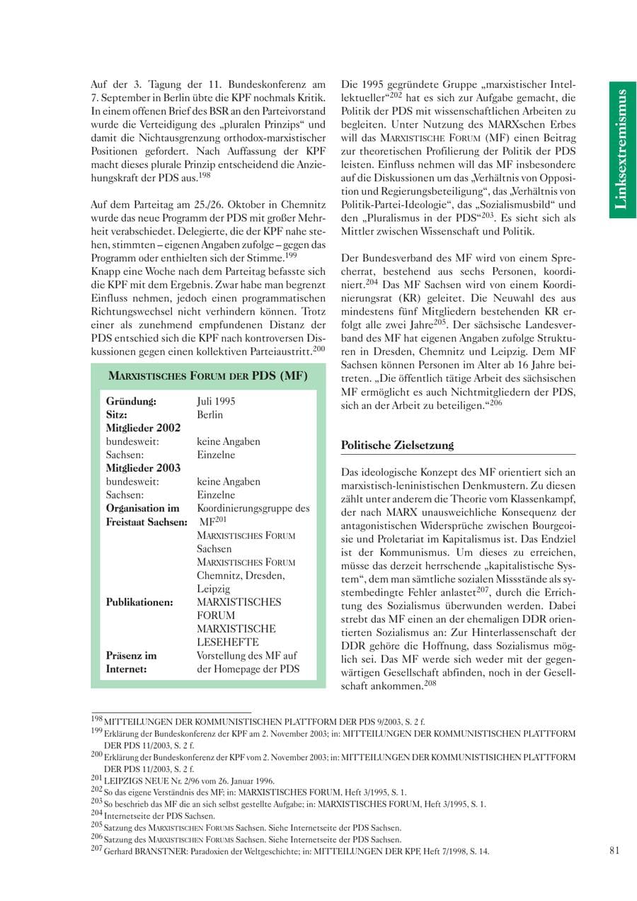 Seite 82 des Verfassungsschutzbericht 2003 Sachsen