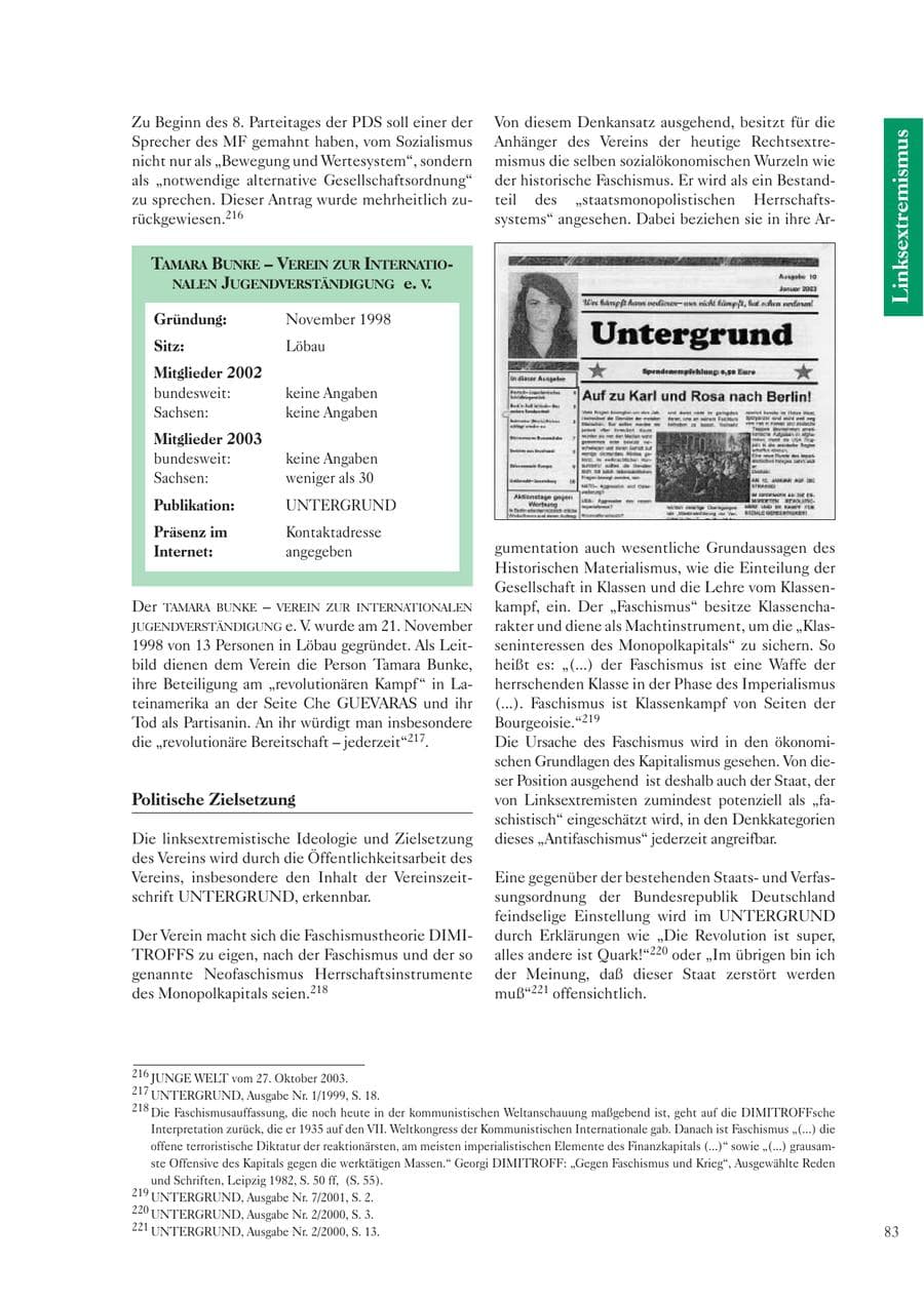 Seite 84 des Verfassungsschutzbericht 2003 Sachsen
