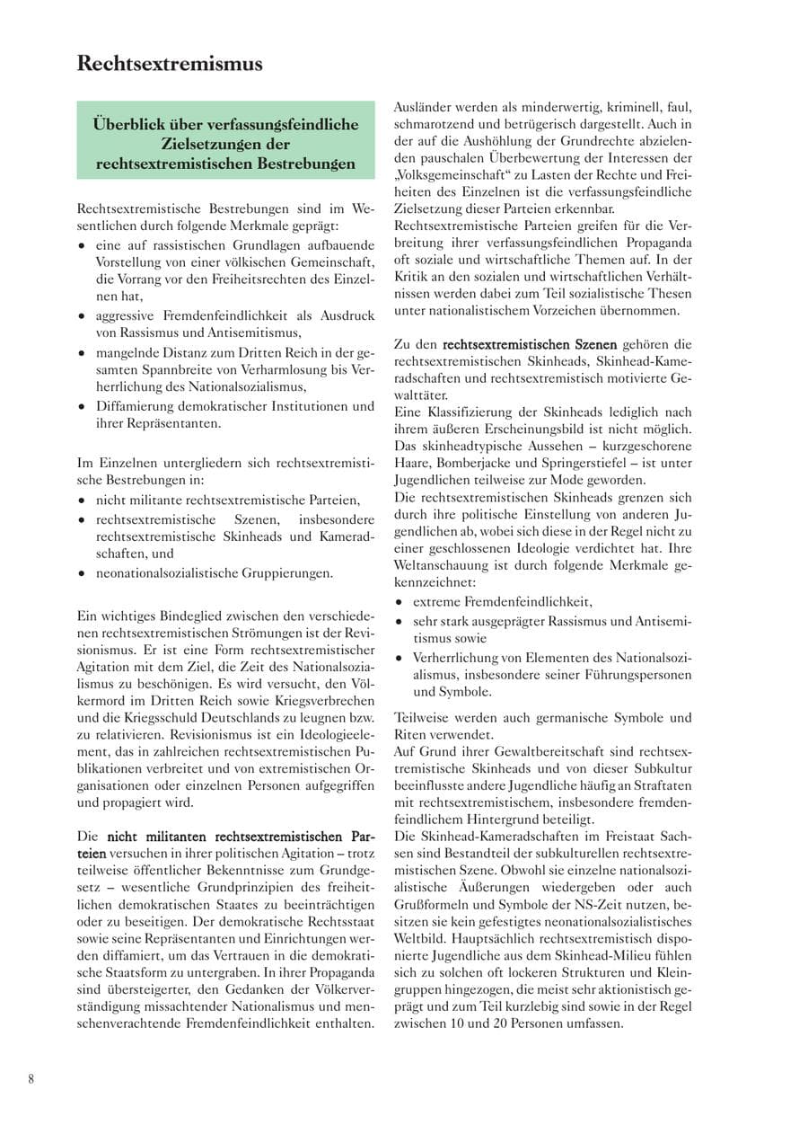 Seite 10 des Verfassungsschutzbericht 2003 Sachsen