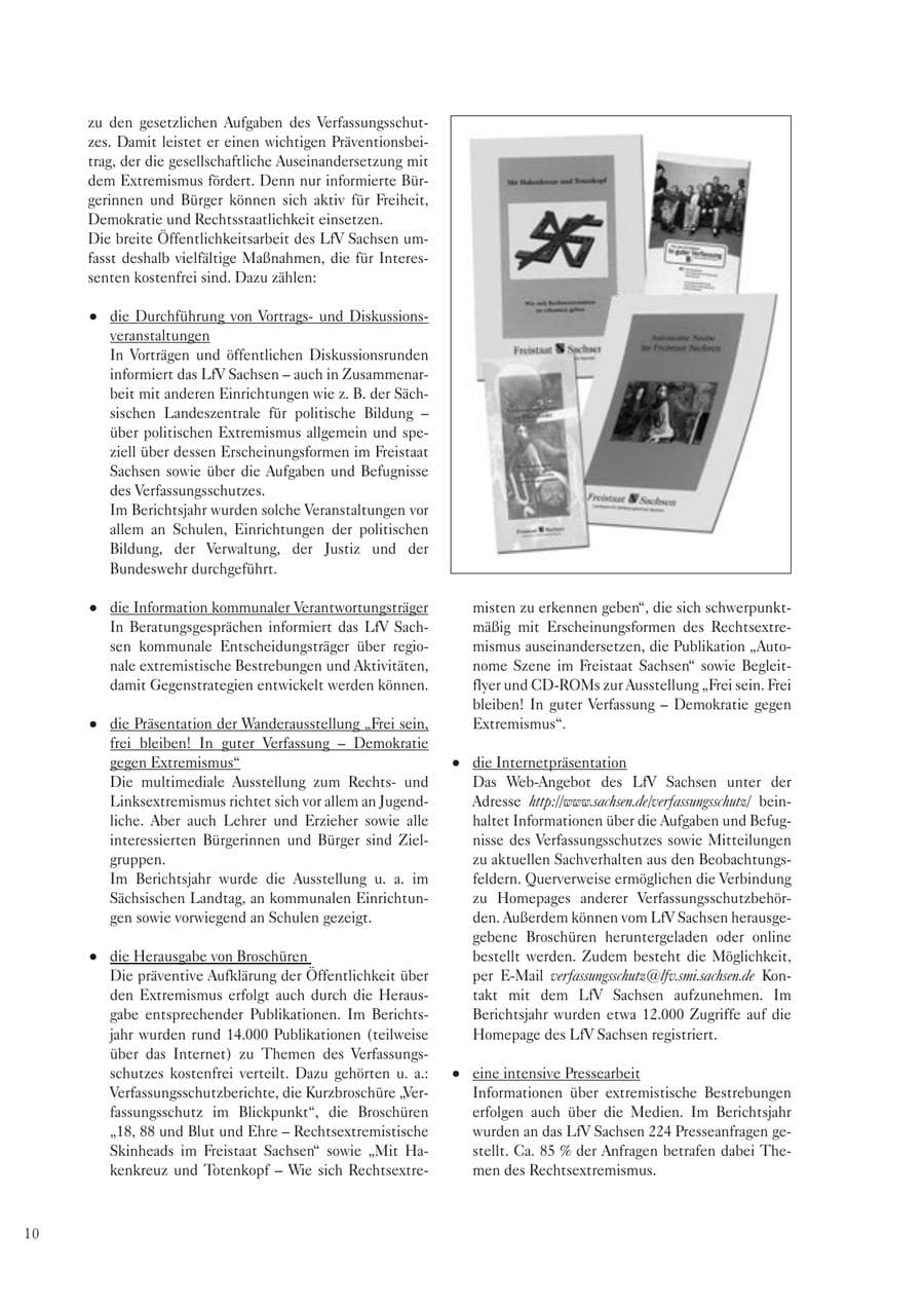 Seite 12 des Verfassungsschutzbericht 2004 Sachsen