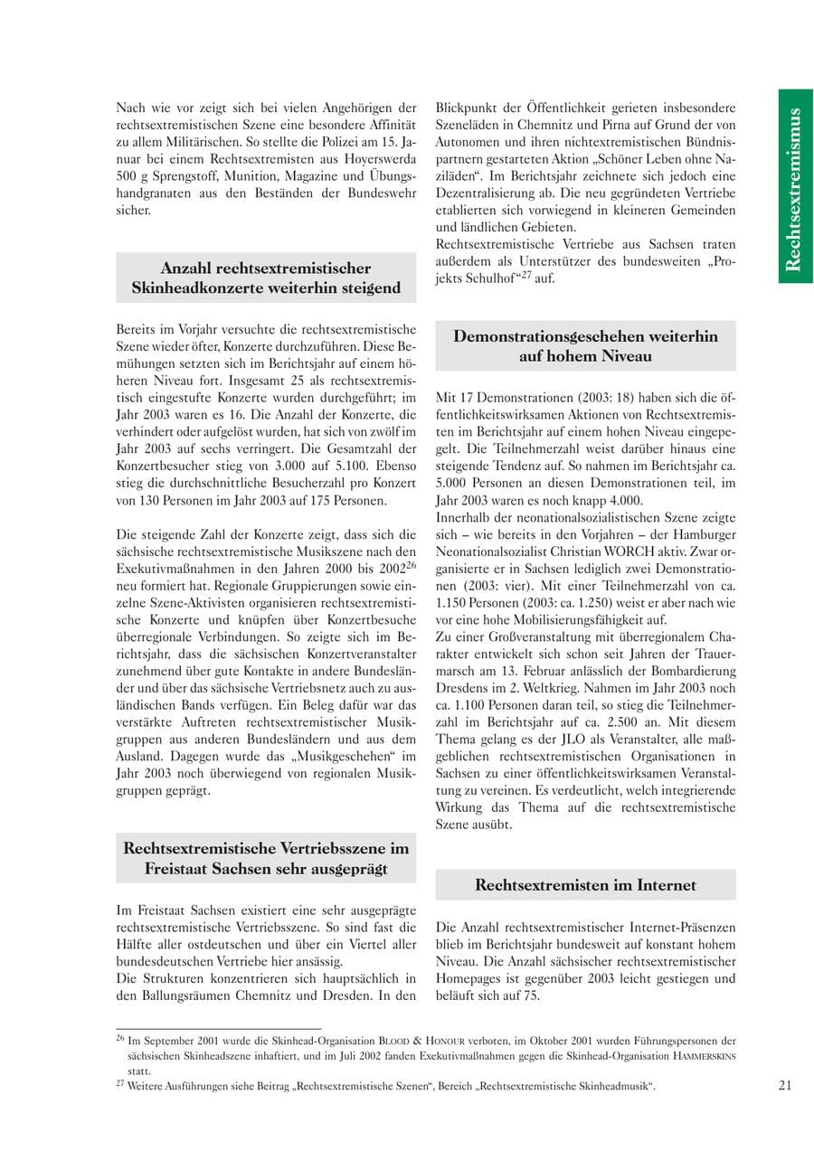 Seite 23 des Verfassungsschutzbericht 2004 Sachsen