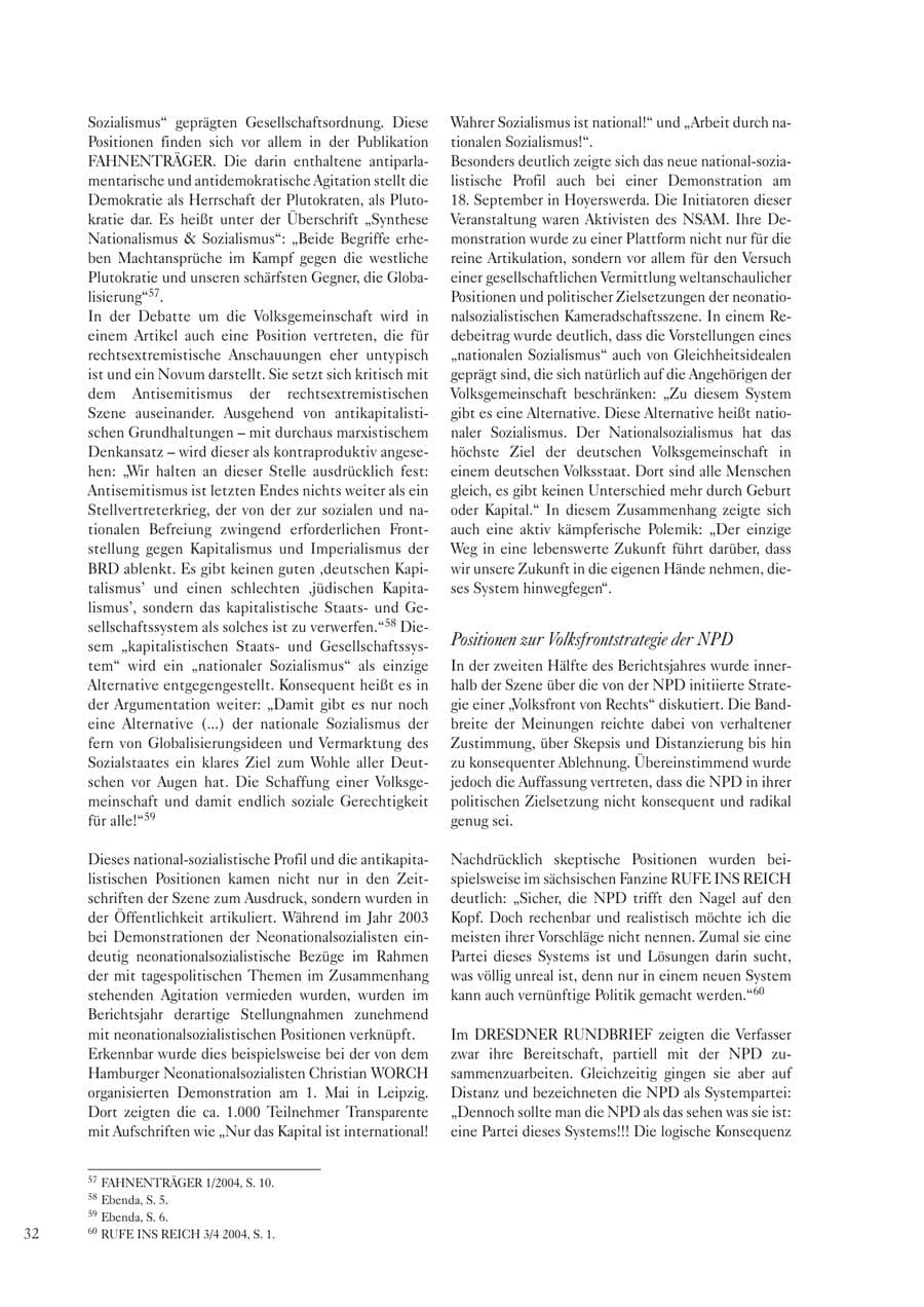 Seite 34 des Verfassungsschutzbericht 2004 Sachsen