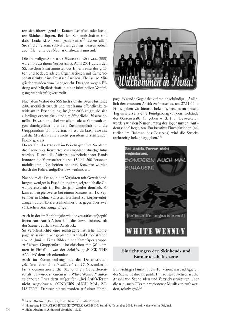 Seite 36 des Verfassungsschutzbericht 2004 Sachsen