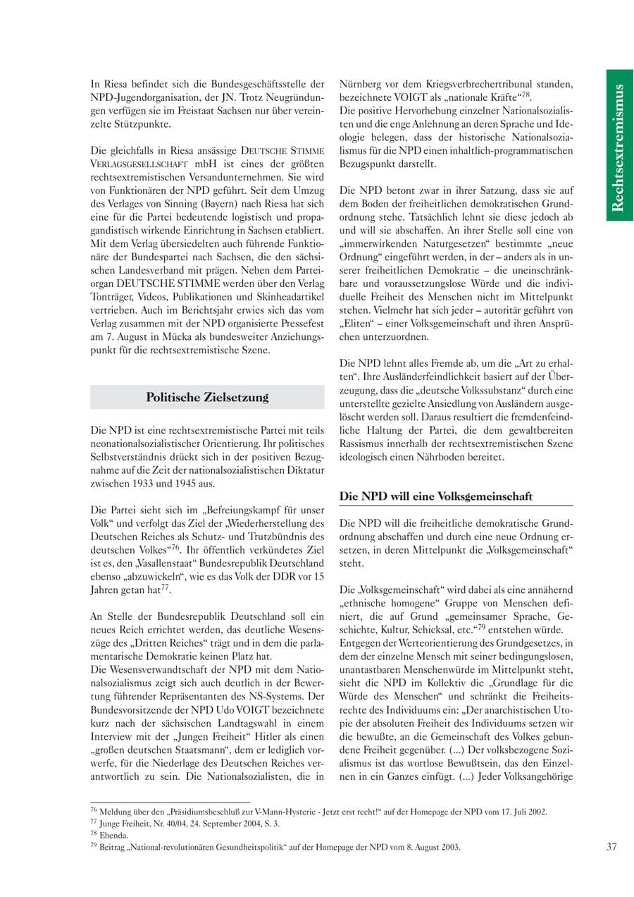 Seite 39 des Verfassungsschutzbericht 2004 Sachsen
