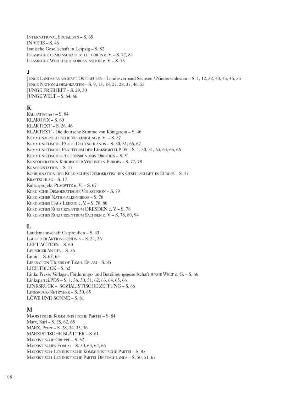 Seite 110 des Verfassungsschutzbericht 2005 Sachsen