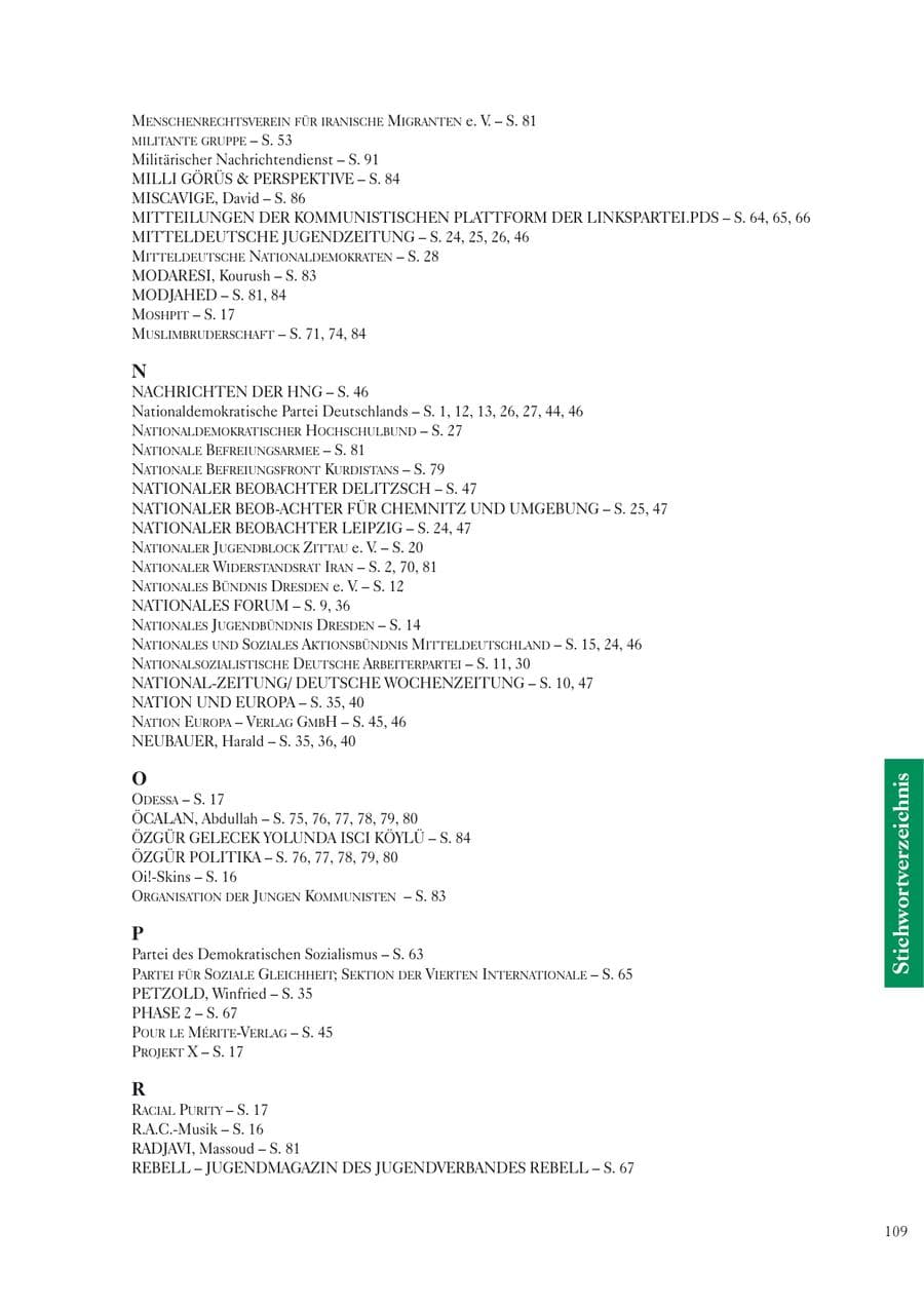 Seite 111 des Verfassungsschutzbericht 2005 Sachsen