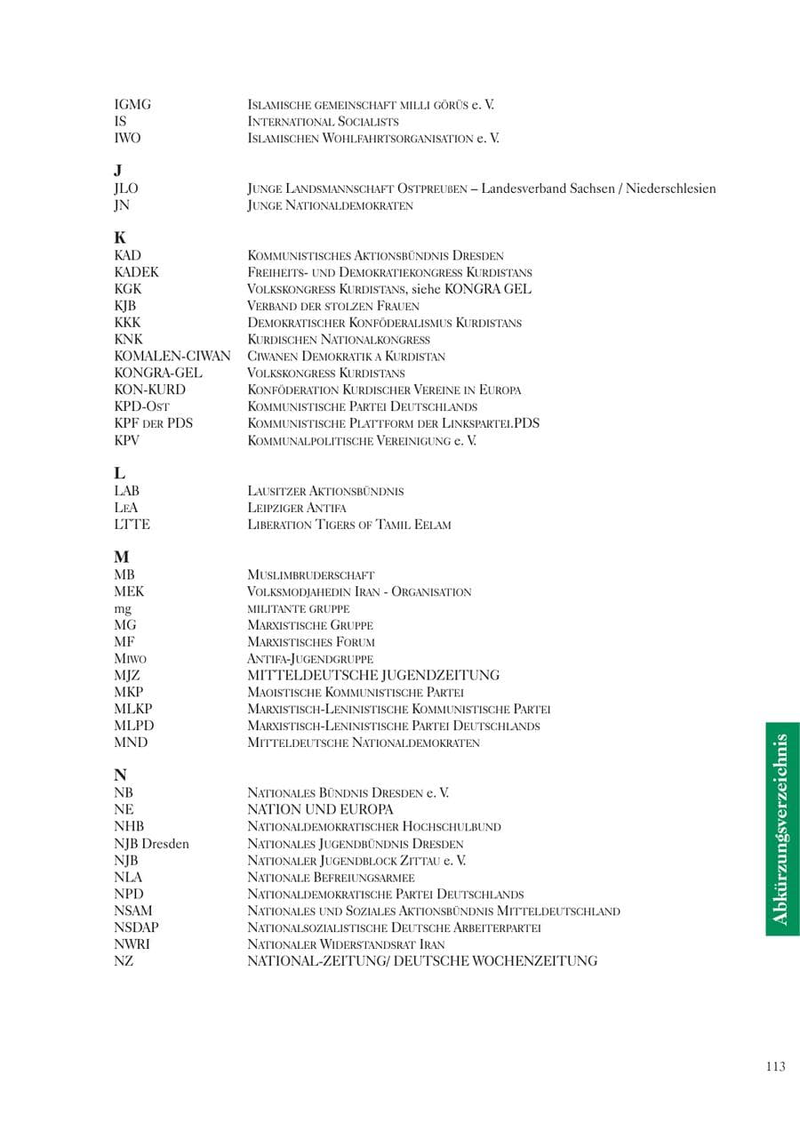 Seite 115 des Verfassungsschutzbericht 2005 Sachsen