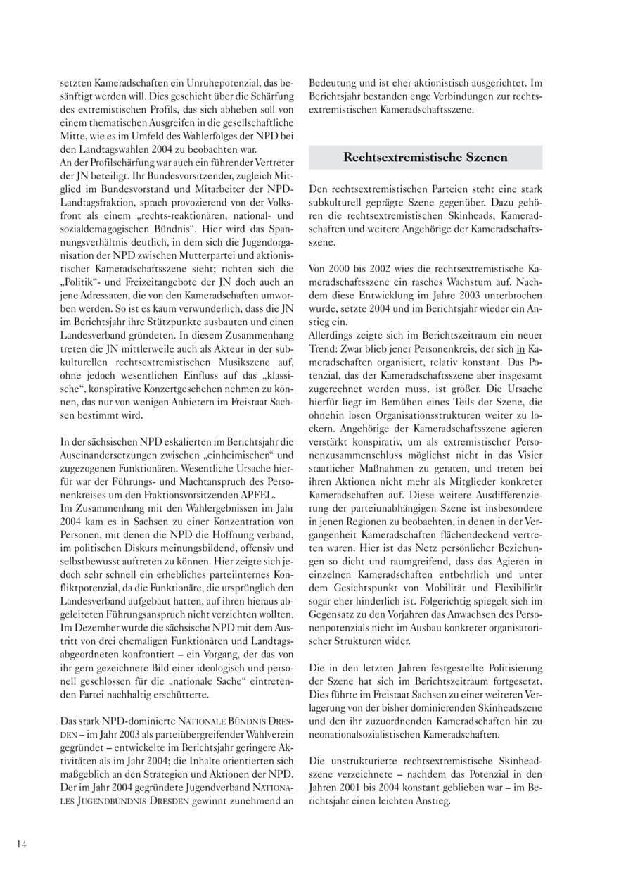 Seite 16 des Verfassungsschutzbericht 2005 Sachsen