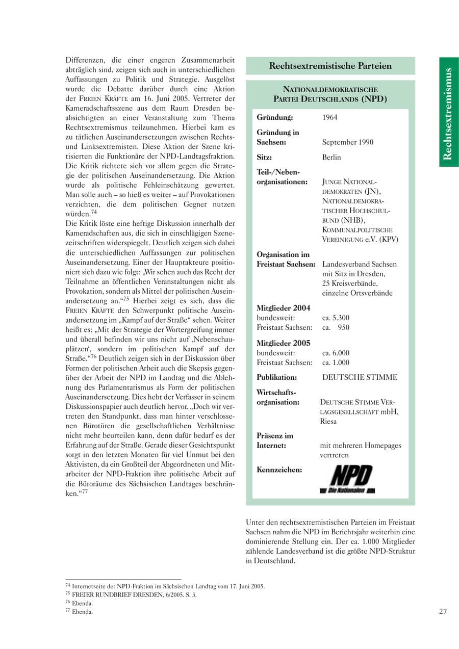 Seite 29 des Verfassungsschutzbericht 2005 Sachsen