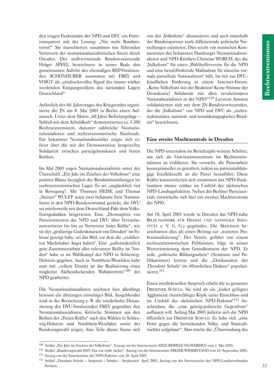 Seite 35 des Verfassungsschutzbericht 2005 Sachsen
