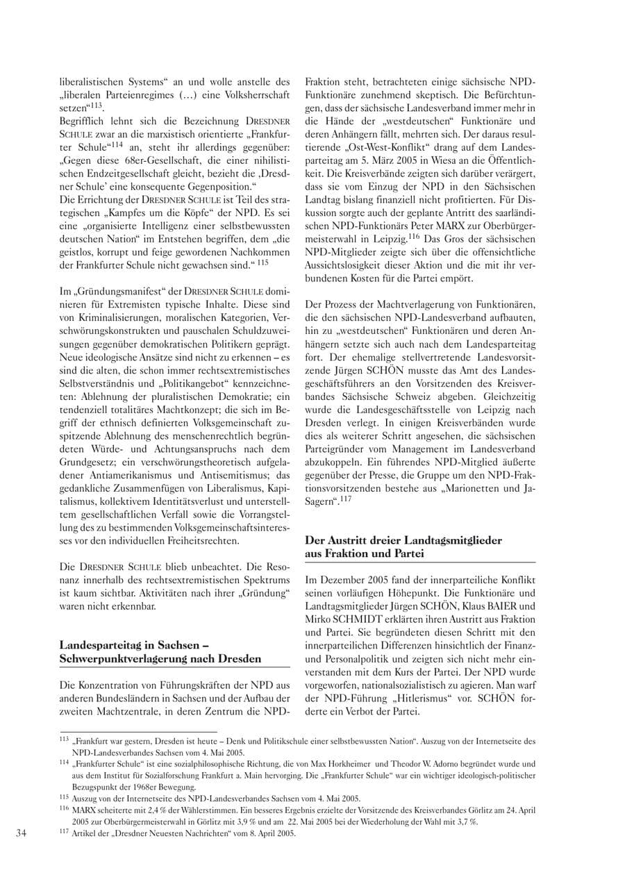 Seite 36 des Verfassungsschutzbericht 2005 Sachsen