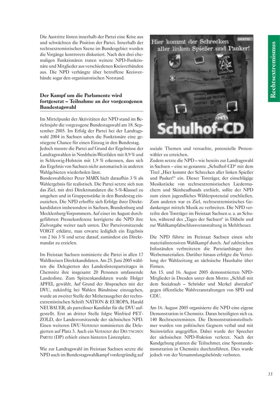 Seite 37 des Verfassungsschutzbericht 2005 Sachsen