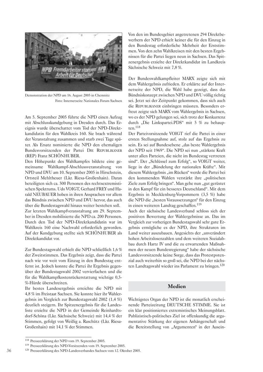 Seite 38 des Verfassungsschutzbericht 2005 Sachsen