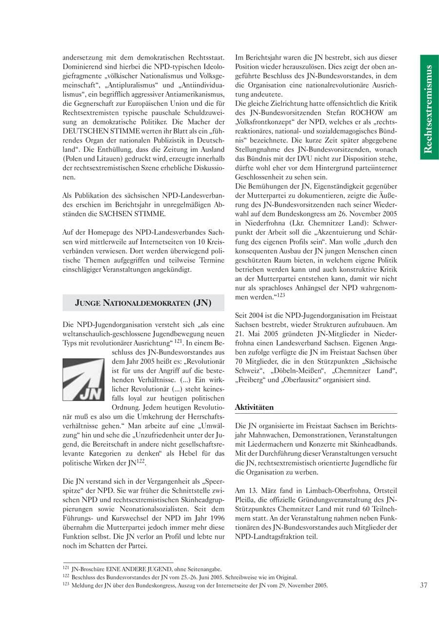 Seite 39 des Verfassungsschutzbericht 2005 Sachsen