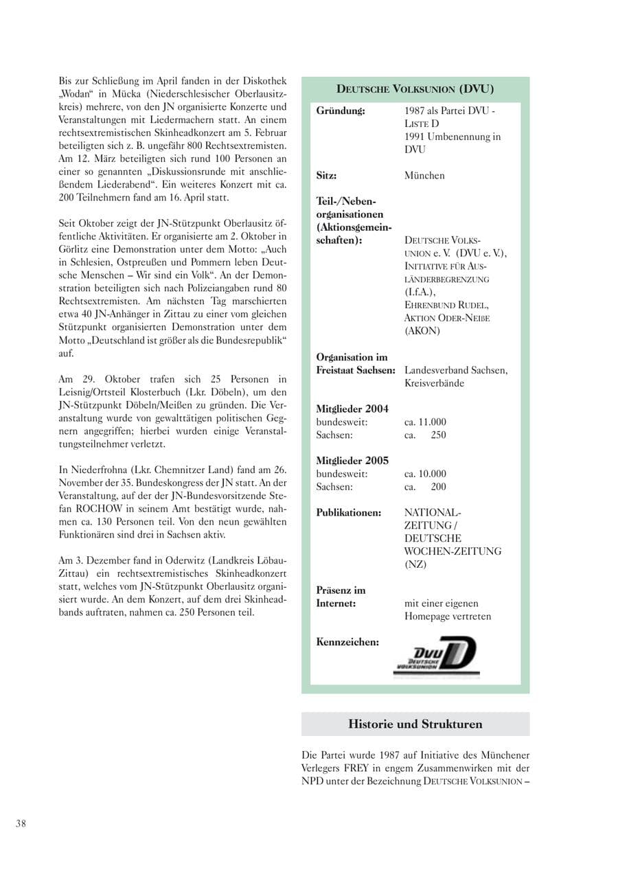 Seite 40 des Verfassungsschutzbericht 2005 Sachsen