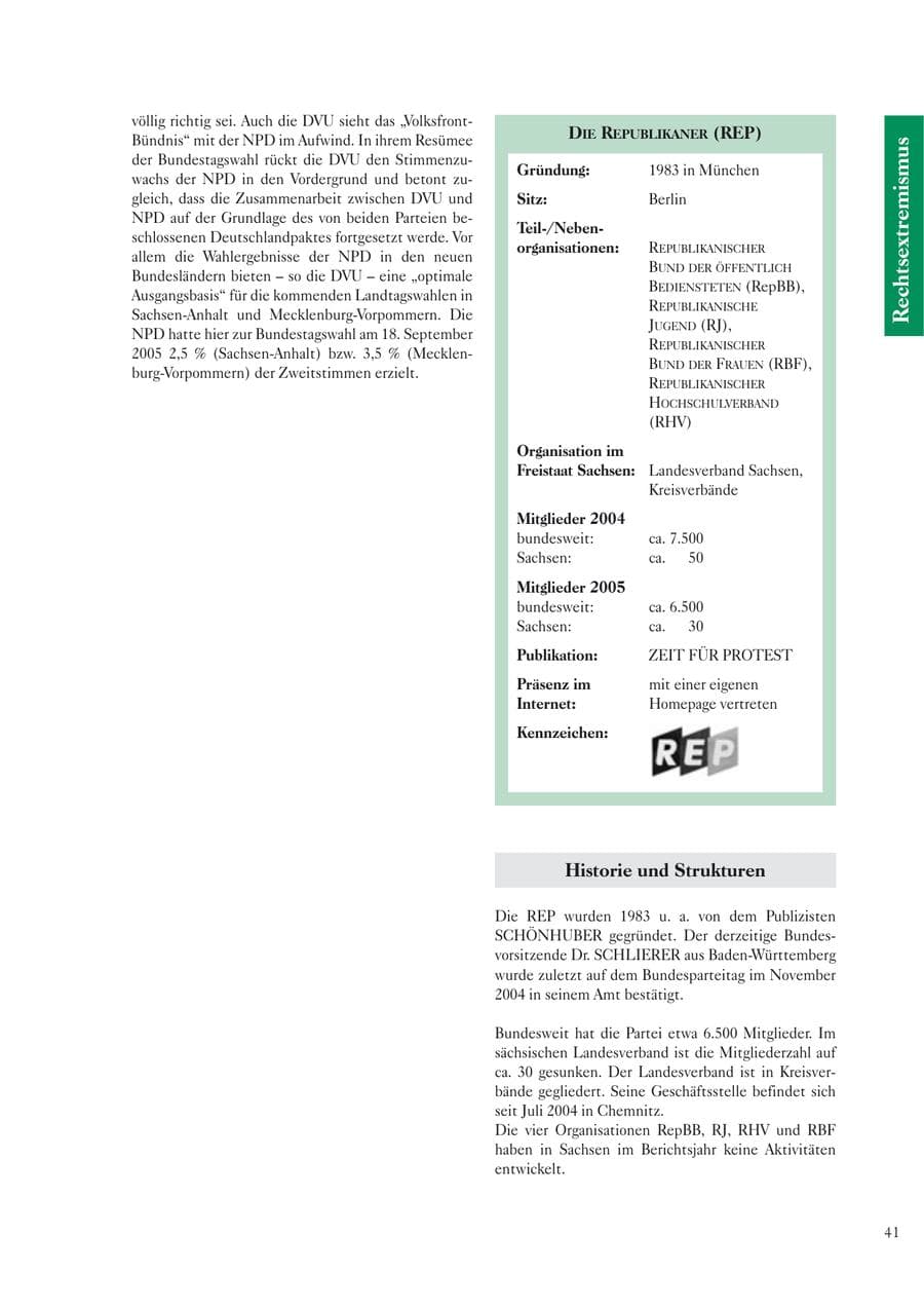Seite 43 des Verfassungsschutzbericht 2005 Sachsen