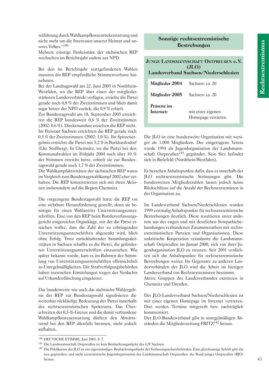 Seite 45 des Verfassungsschutzbericht 2005 Sachsen