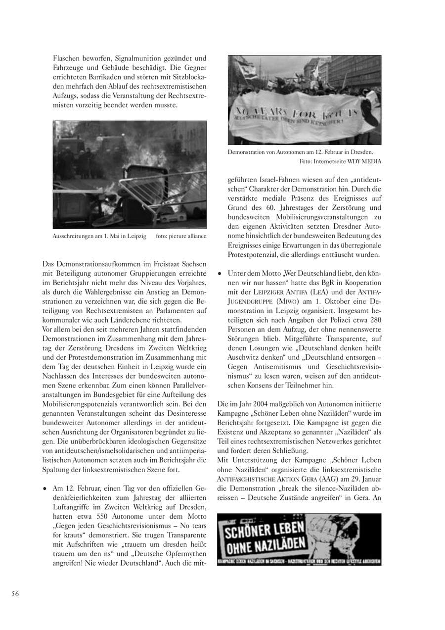 Seite 58 des Verfassungsschutzbericht 2005 Sachsen