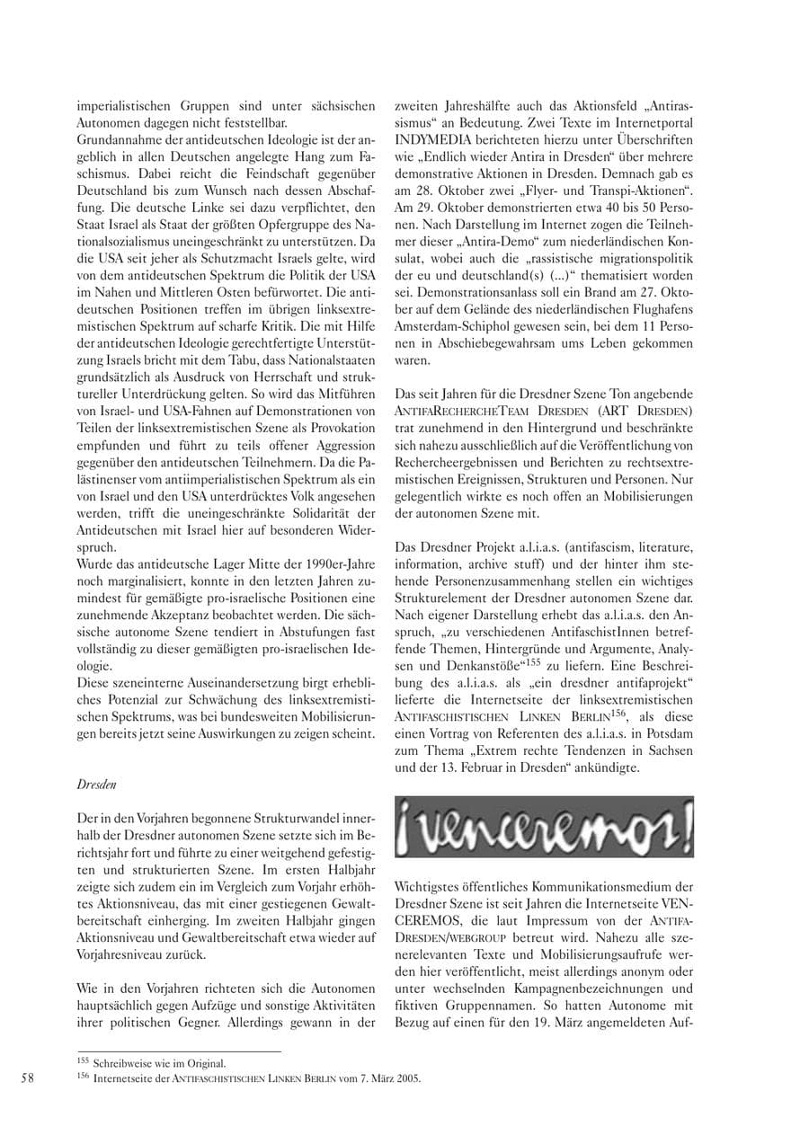 Seite 60 des Verfassungsschutzbericht 2005 Sachsen