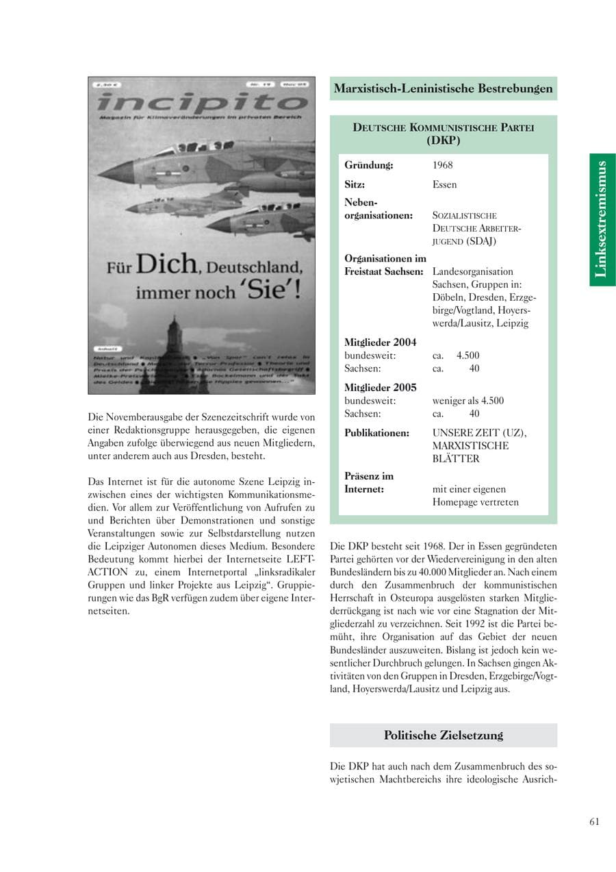Seite 63 des Verfassungsschutzbericht 2005 Sachsen