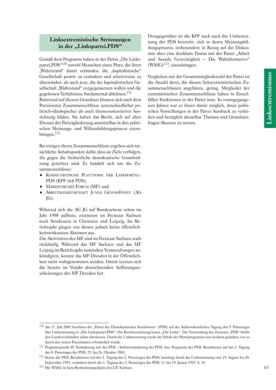 Seite 65 des Verfassungsschutzbericht 2005 Sachsen