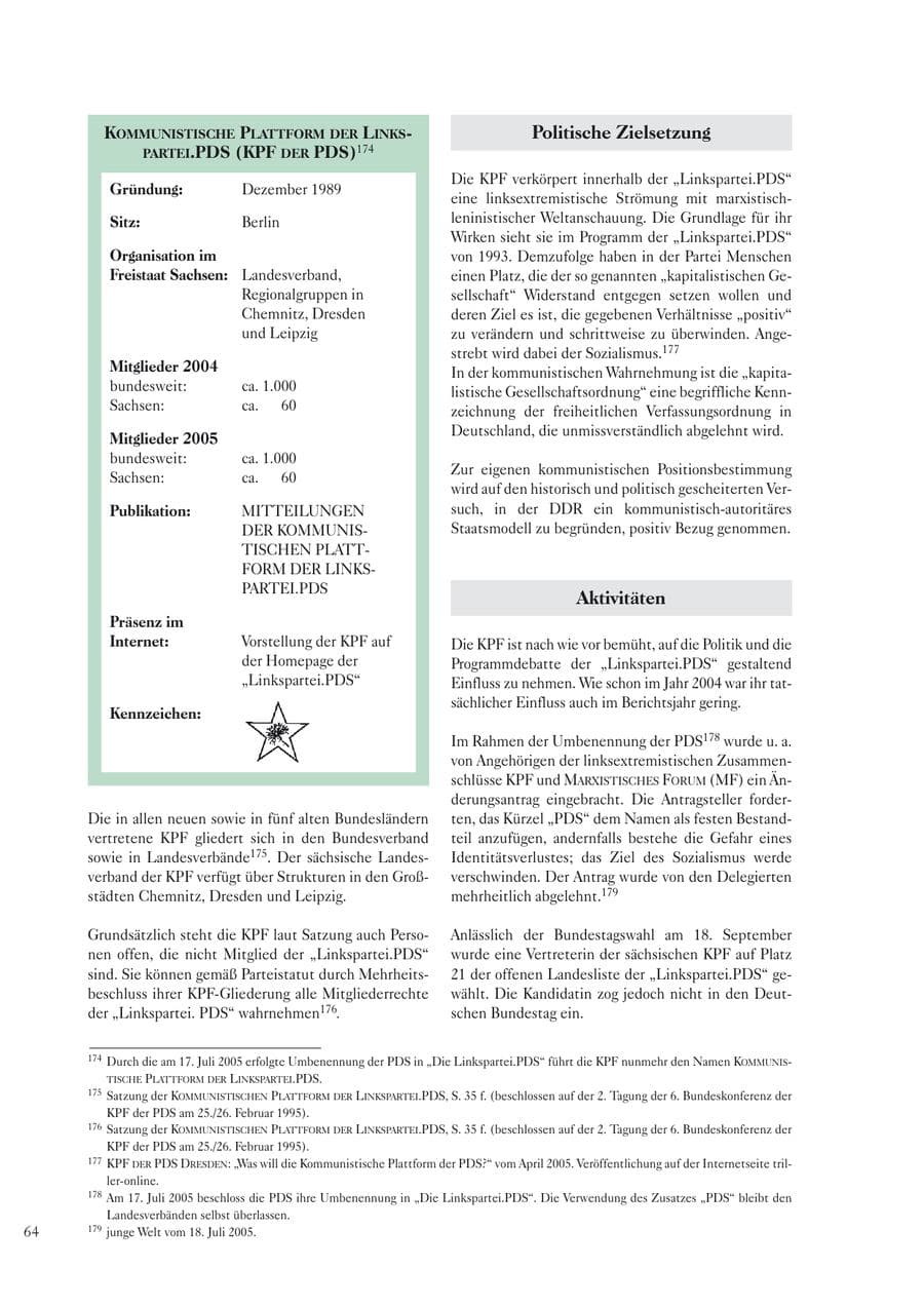Seite 66 des Verfassungsschutzbericht 2005 Sachsen