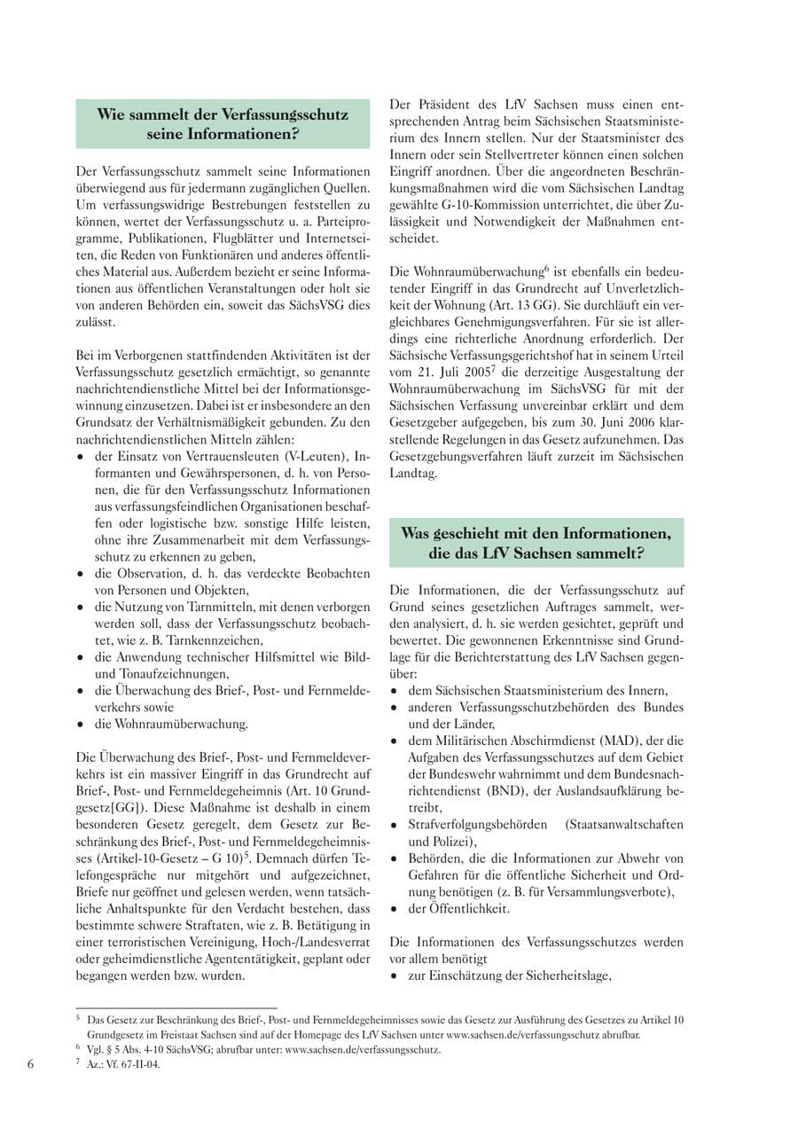 Seite 8 des Verfassungsschutzbericht 2005 Sachsen