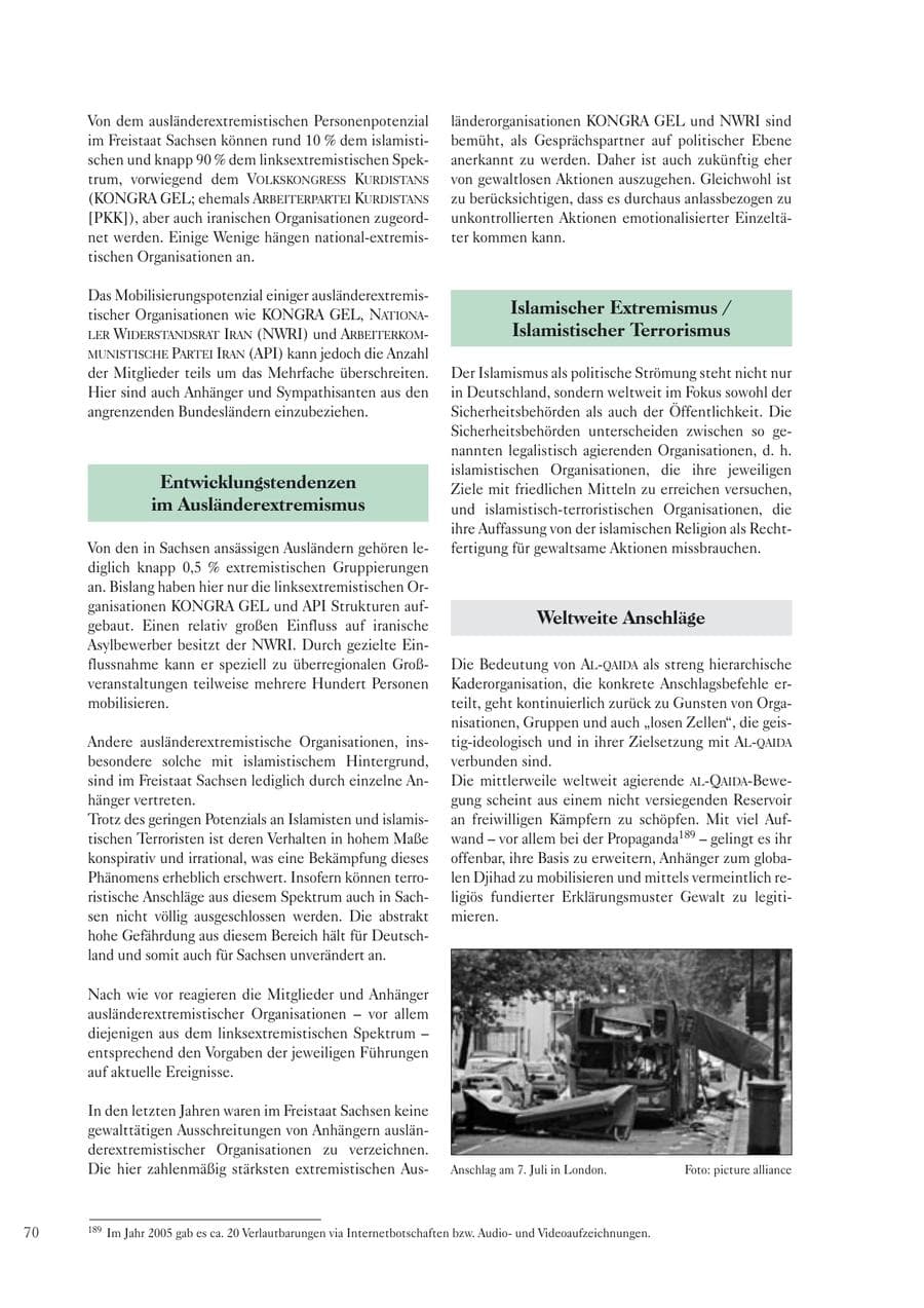 Seite 72 des Verfassungsschutzbericht 2005 Sachsen