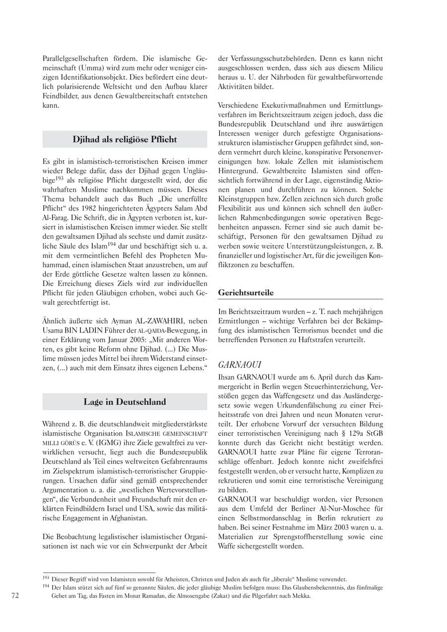 Seite 74 des Verfassungsschutzbericht 2005 Sachsen