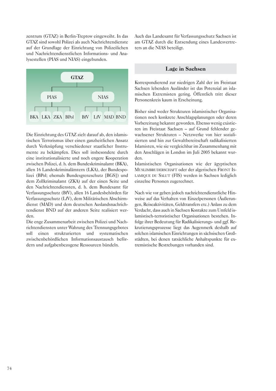 Seite 76 des Verfassungsschutzbericht 2005 Sachsen