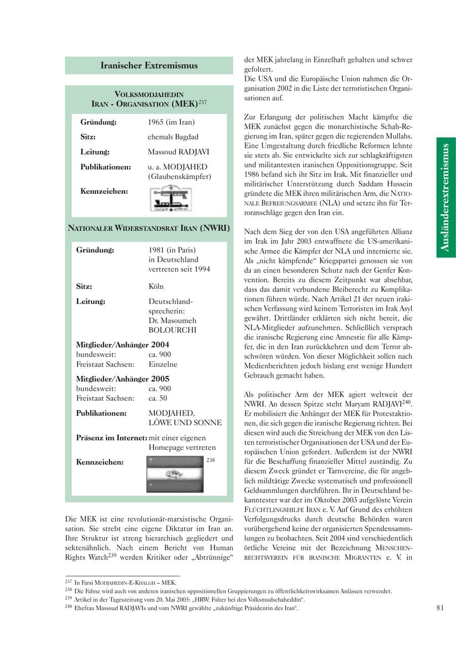 Seite 83 des Verfassungsschutzbericht 2005 Sachsen