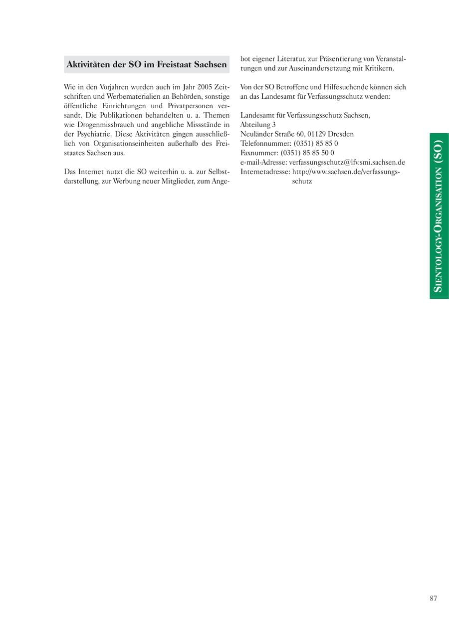Seite 89 des Verfassungsschutzbericht 2005 Sachsen