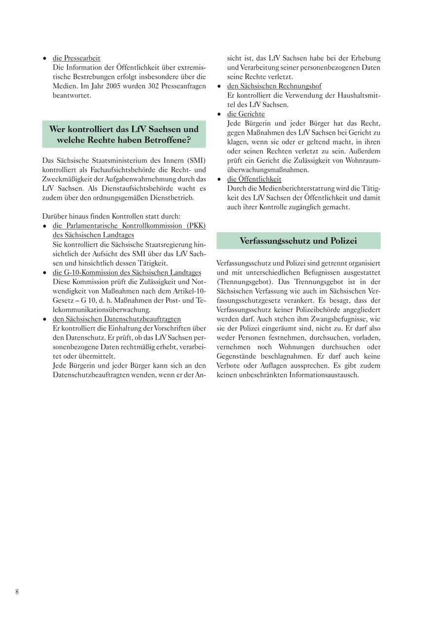 Seite 10 des Verfassungsschutzbericht 2005 Sachsen