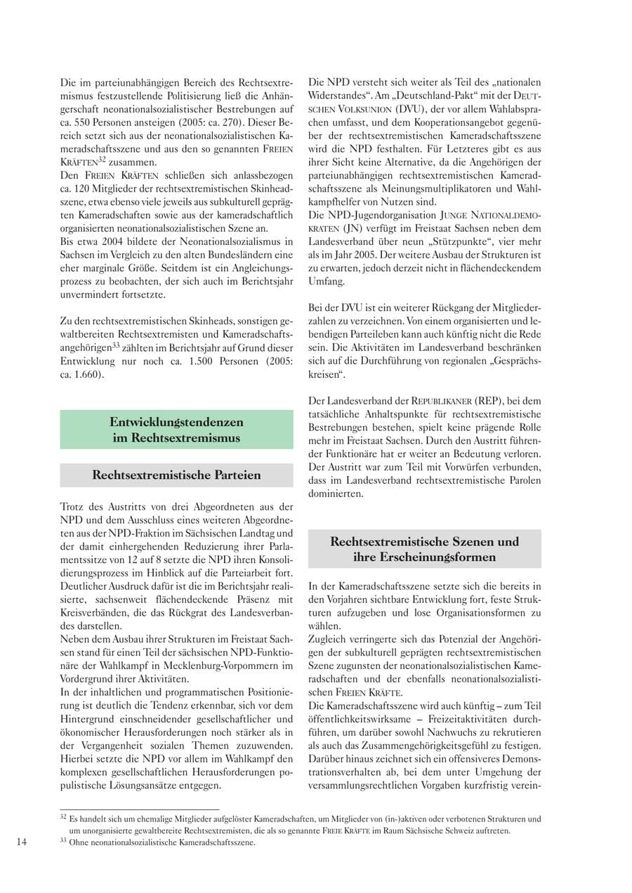Seite 16 des Verfassungsschutzbericht 2006 Sachsen