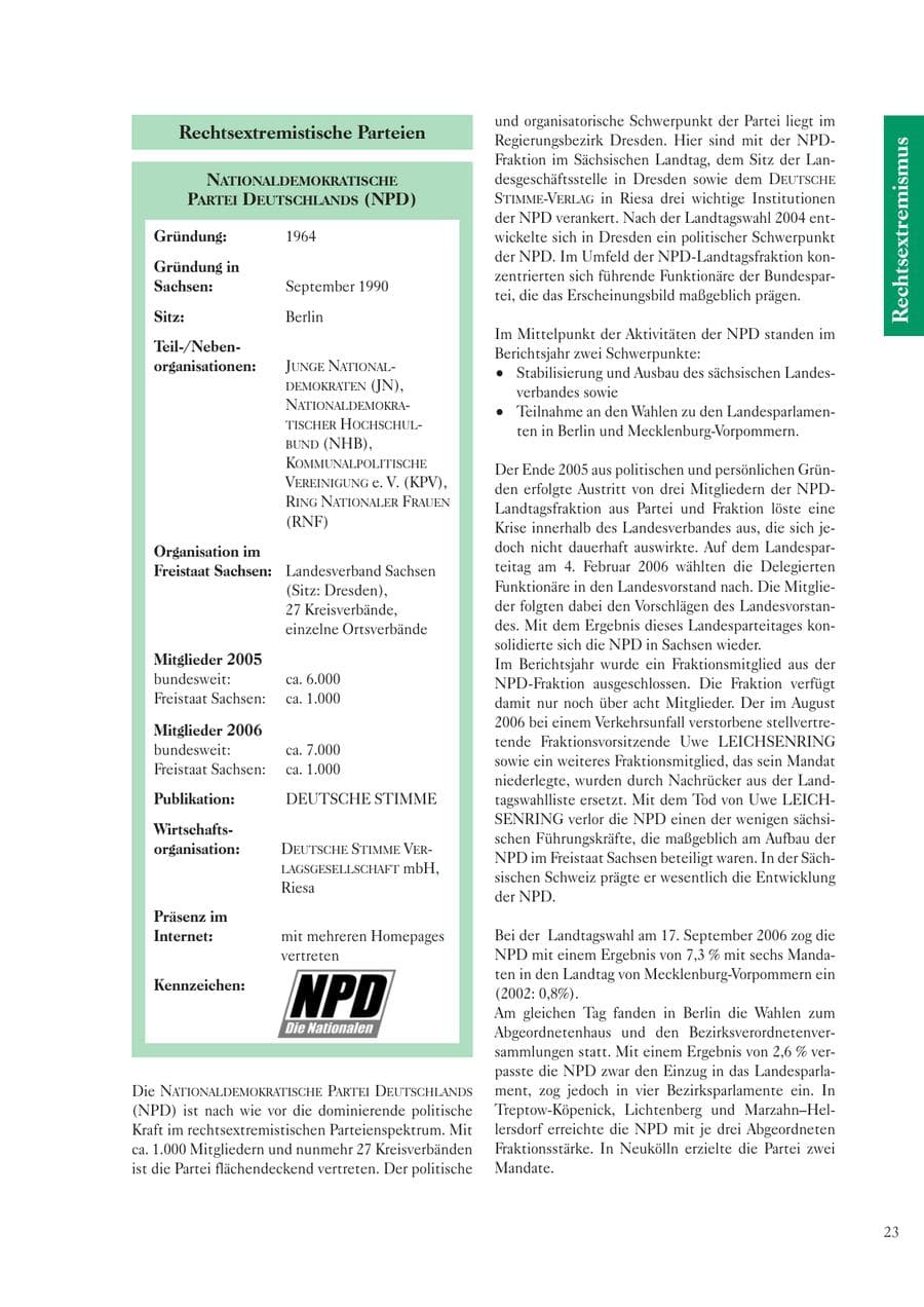 Seite 25 des Verfassungsschutzbericht 2006 Sachsen