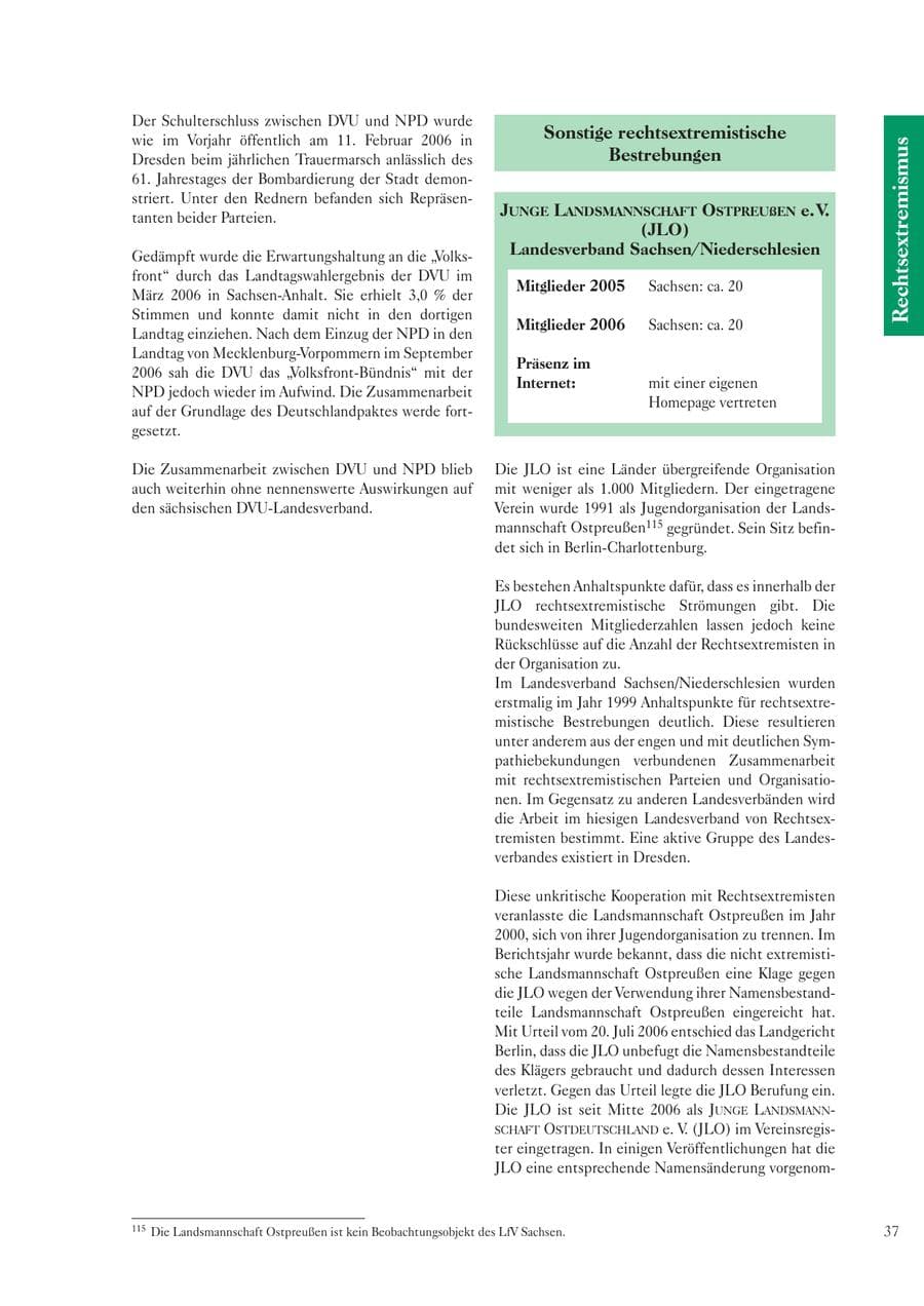 Seite 39 des Verfassungsschutzbericht 2006 Sachsen