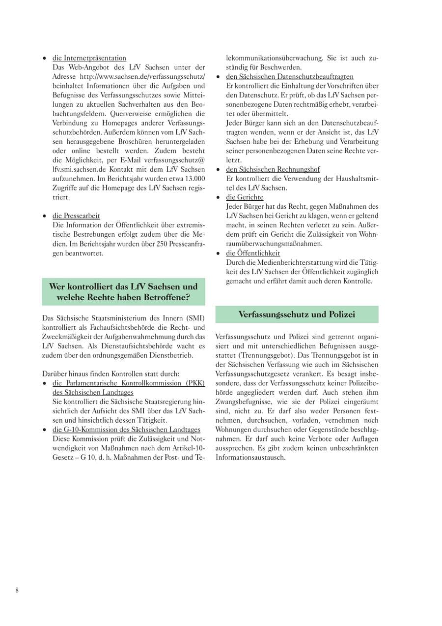 Seite 10 des Verfassungsschutzbericht 2006 Sachsen