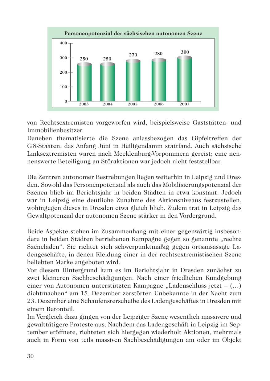Seite 32 des Verfassungsschutzbericht 2007 Sachsen