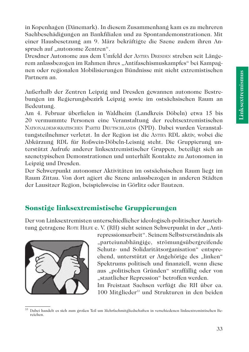Seite 35 des Verfassungsschutzbericht 2007 Sachsen