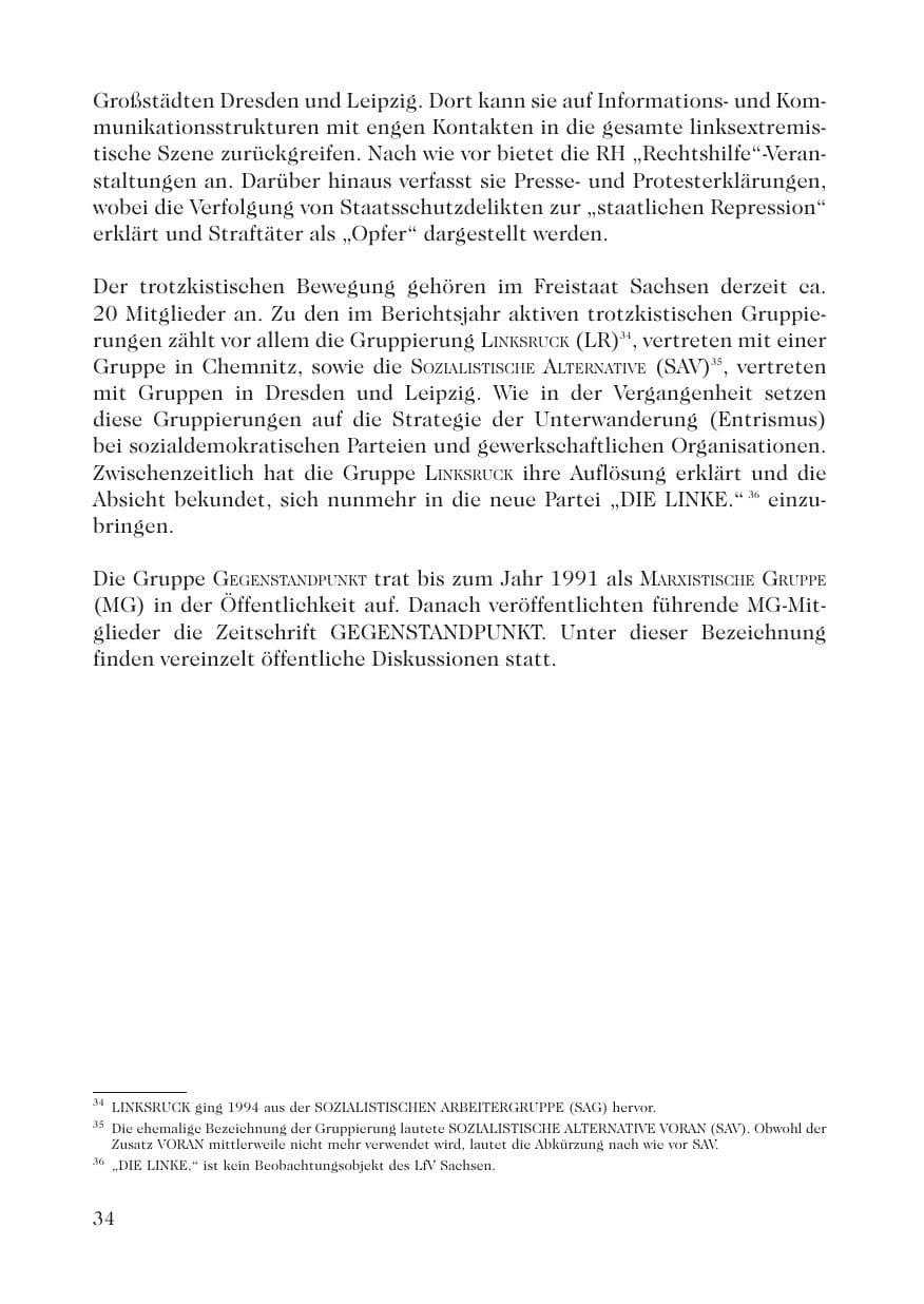Seite 36 des Verfassungsschutzbericht 2007 Sachsen