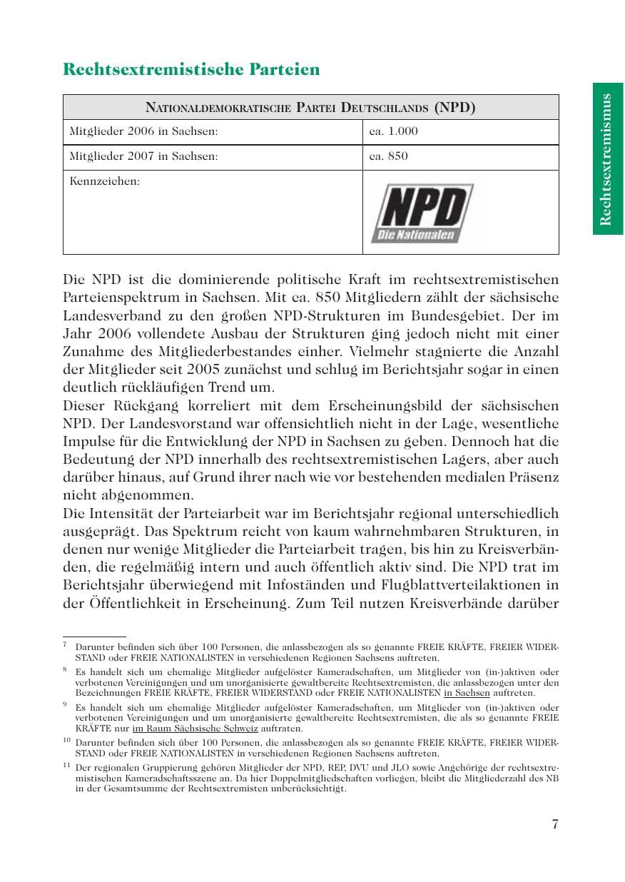 Seite 9 des Verfassungsschutzbericht 2007 Sachsen