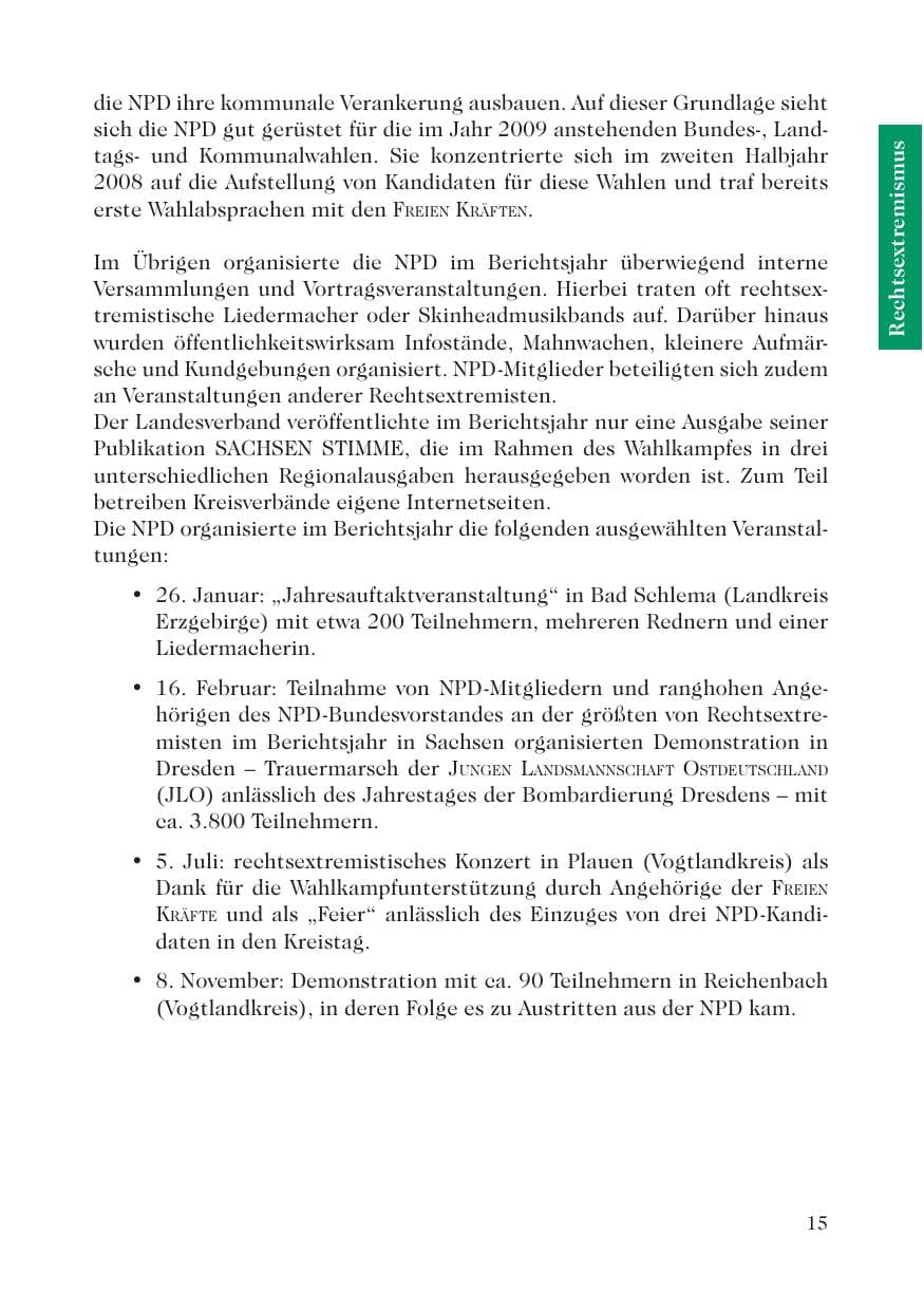 Seite 17 des Verfassungsschutzbericht 2008 Sachsen